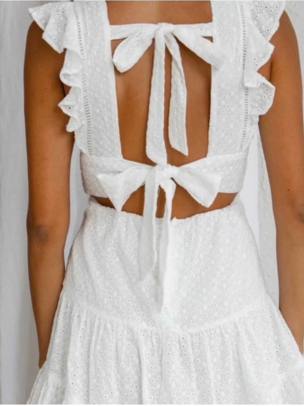 Indigo White Eyelet Ruffle Mini Dress - Picture 3 of 9